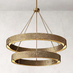 Vouvray Distressed Brass Two-Tier Round Chandelier 36"