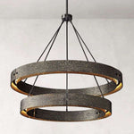 Vouvray Distressed Brass Two-Tier Round Chandelier 36"