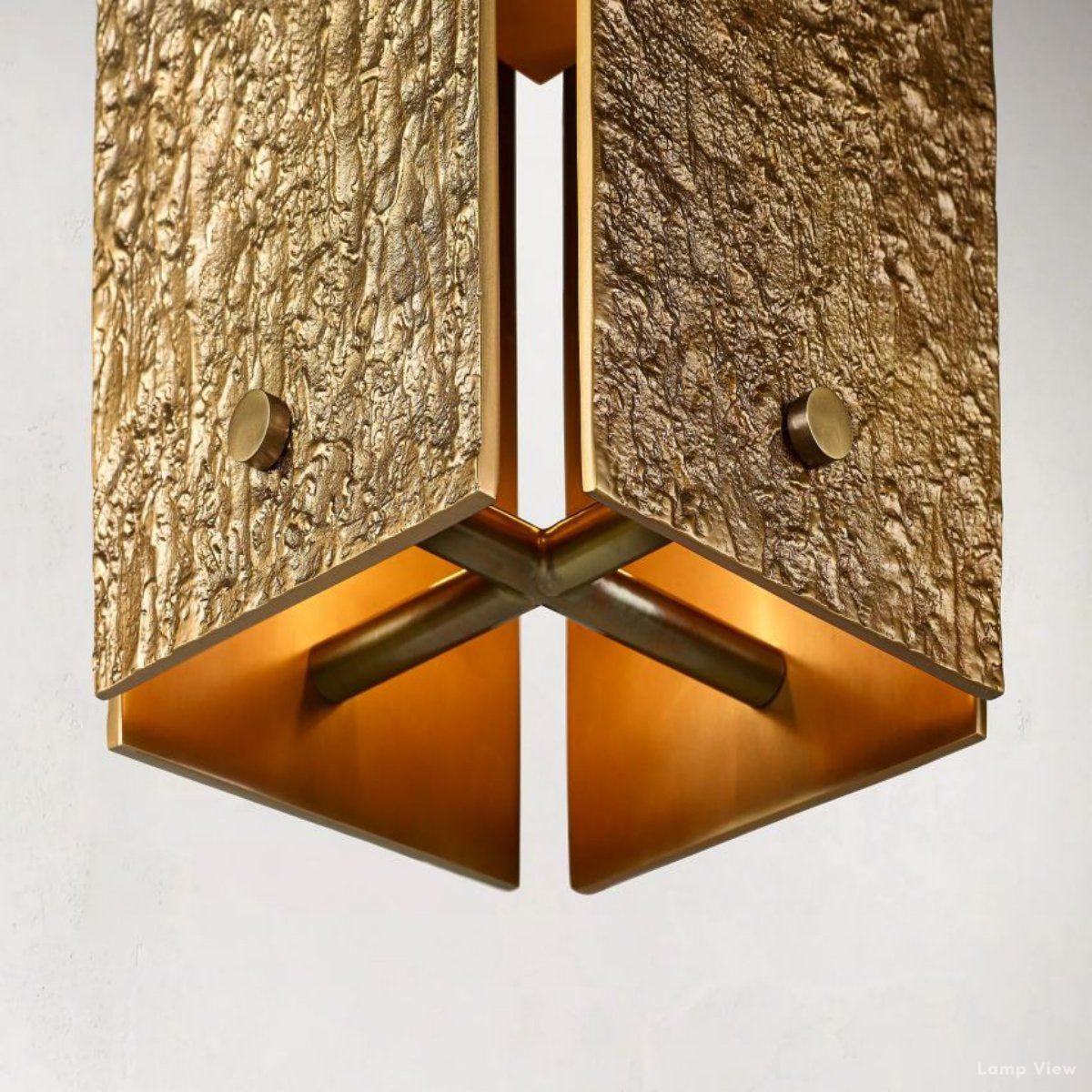 Vouvray Distressed Brass Square Pendant Light