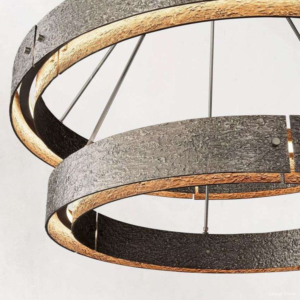 Vouvray Distressed Brass Two-Tier Round Chandelier 72"