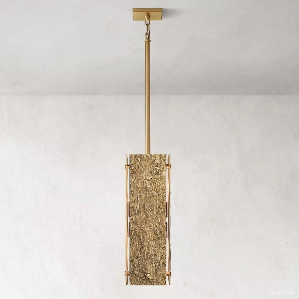 Vouvray Distressed Brass Square Pendant Light