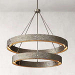 Vouvray Distressed Brass Two-Tier Round Chandelier 36"