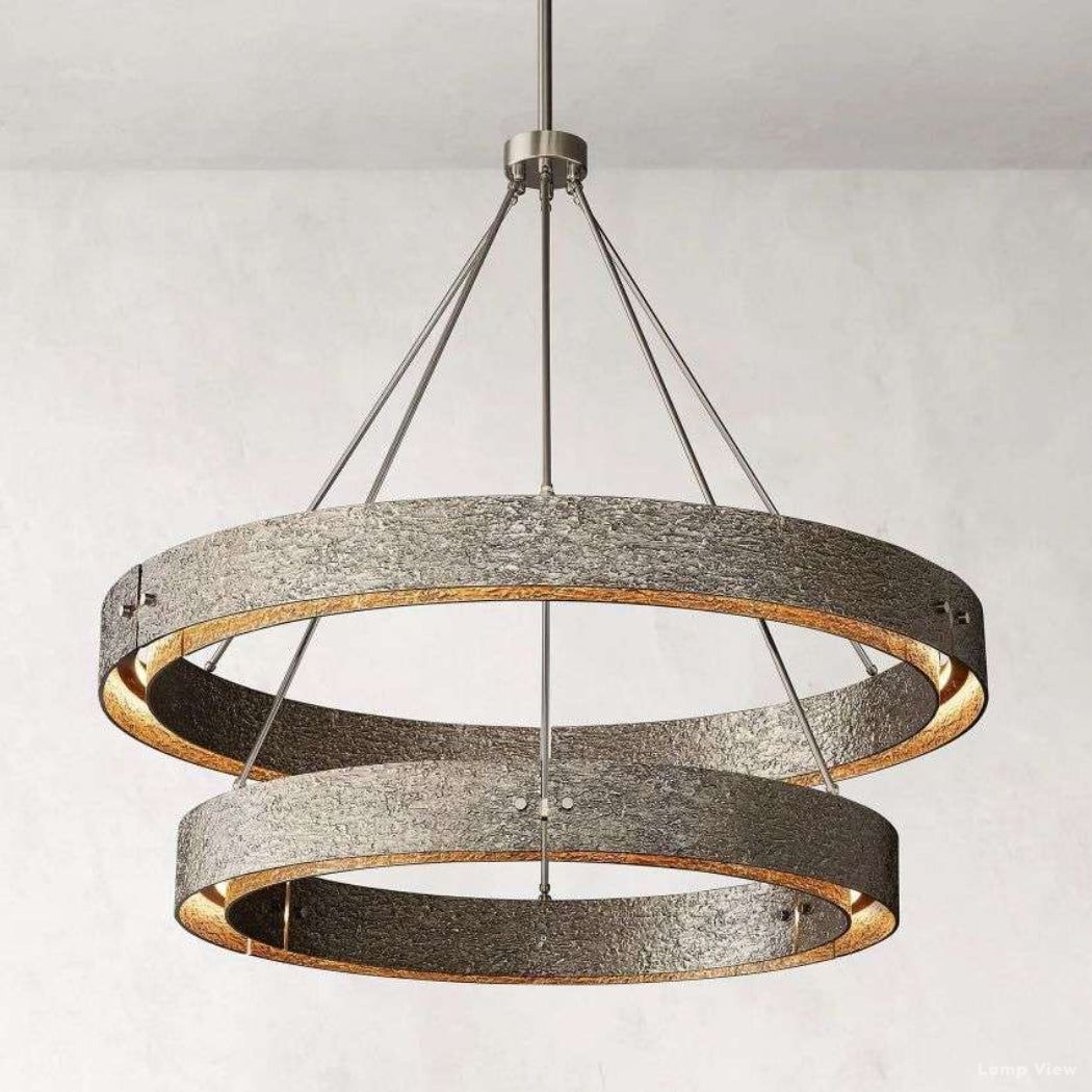 Vouvray Distressed Brass Two-Tier Round Chandelier 72"