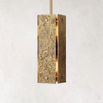 Vouvray Distressed Brass Square Pendant Light