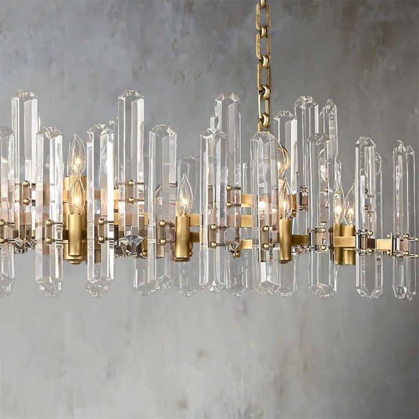 Mirello Prismed Crystal Linear Chandelier 72"