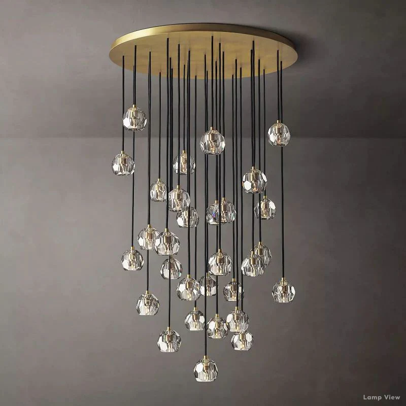 Boule Geometric Cristal Cluster Chandelier 40"