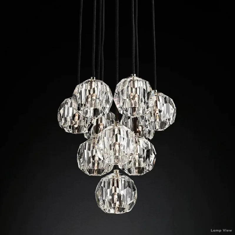 Boule Geometric Cristal Cluster Chandelier 14"