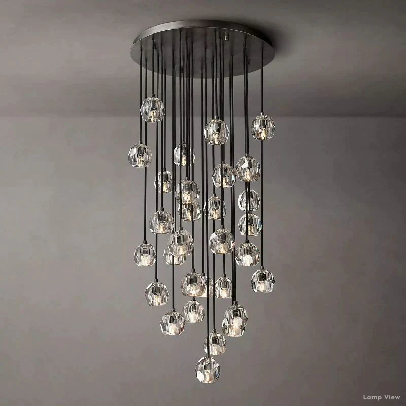 Boule Geometric Cristal Cluster Chandelier 30"