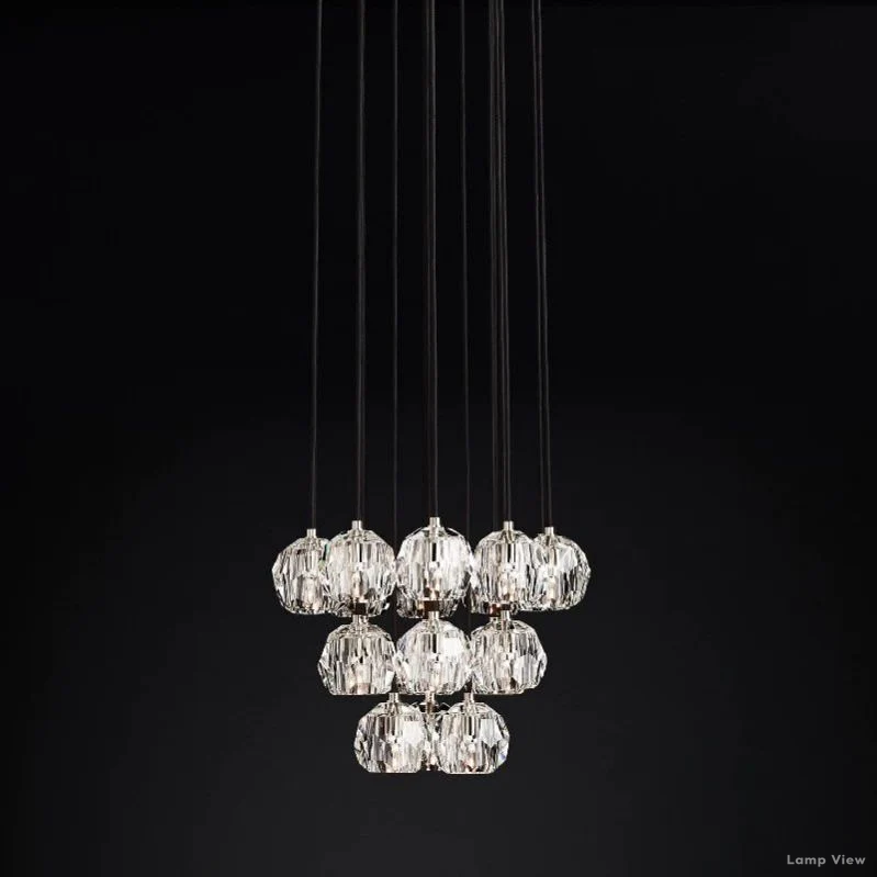 Boule Geometric Cristal Cluster Chandelier 19"