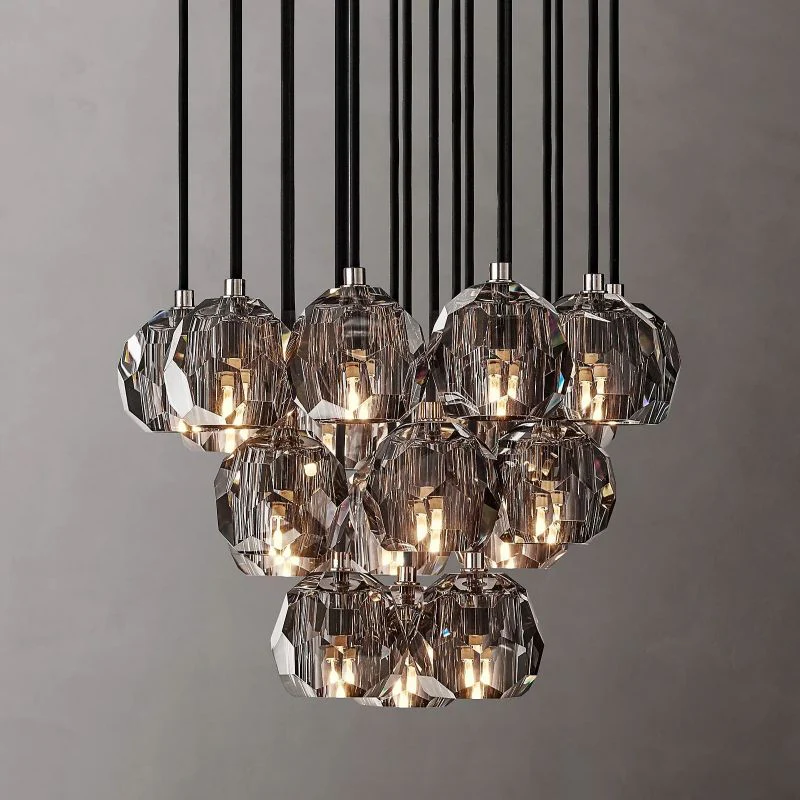Boule Geometric Cristal Cluster Chandelier 19"