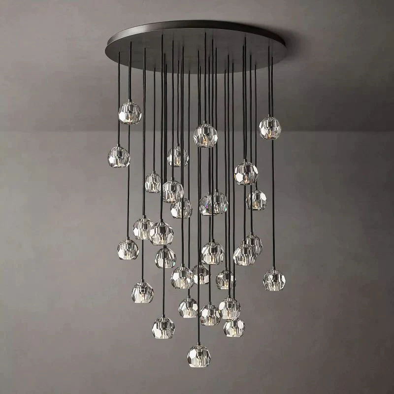 Boule Geometric Cristal Cluster Chandelier 40"