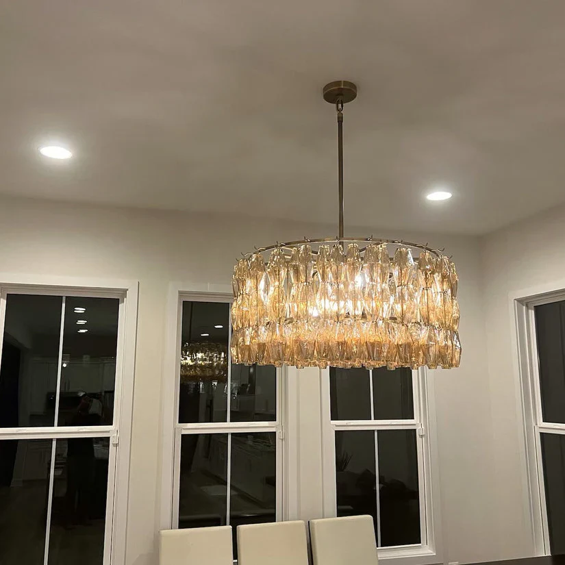 Chiara Lustrous Glass Round Chandelier 37"