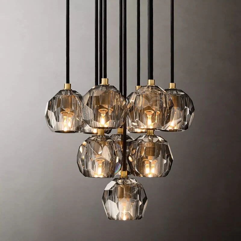 Boule Geometric Cristal Cluster Chandelier 14"
