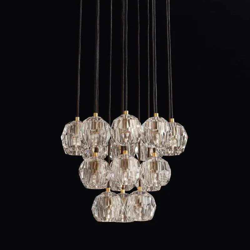 Boule Geometric Cristal Cluster Chandelier 19"