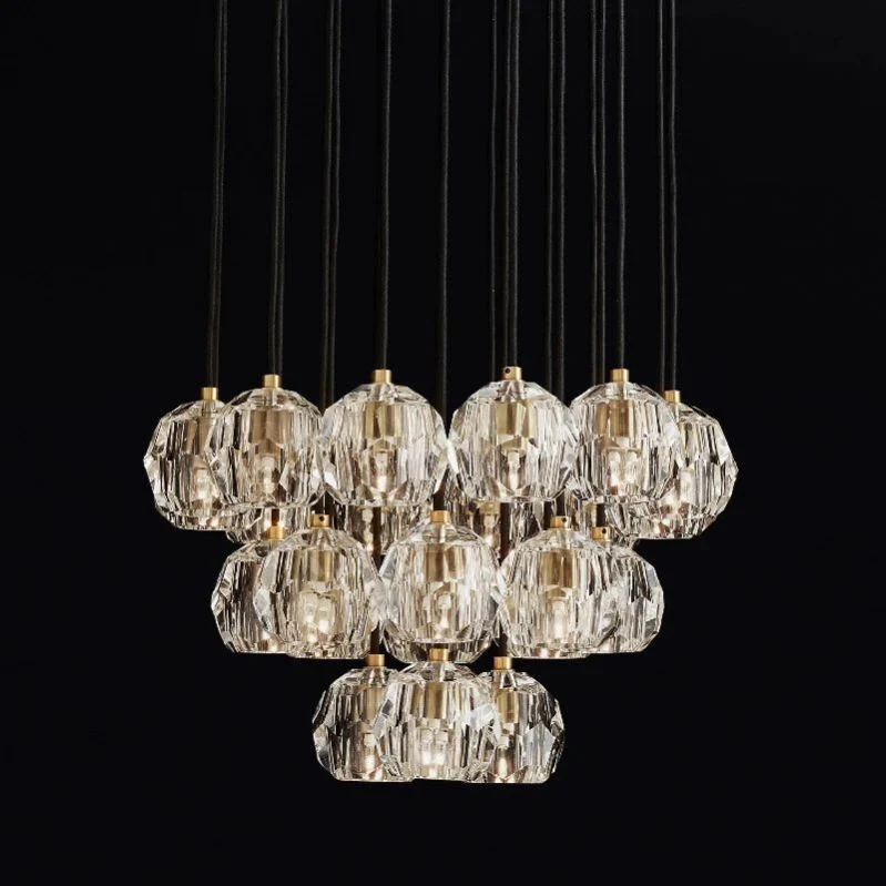 Boule Geometric Cristal Cluster Chandelier 24"