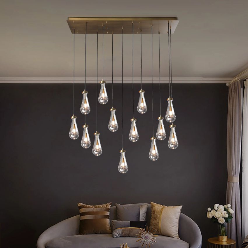 Rain Waterfall Glass Rectangular Chandelier 54"