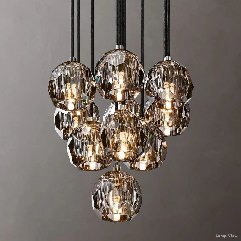 Boule Geometric Cristal Cluster Chandelier 14"
