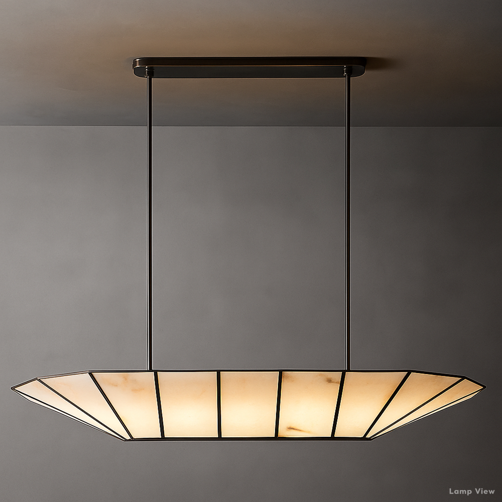 Lucette Alabaster Panelled Linear Chandelier 52"