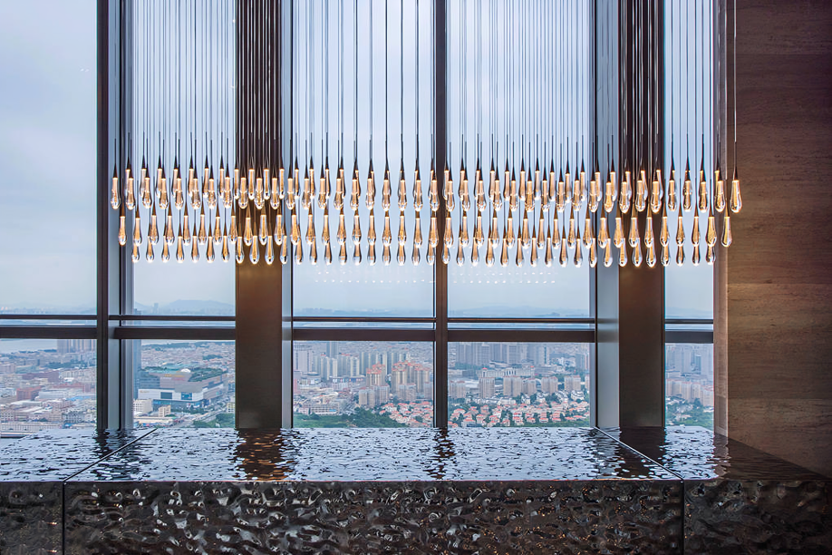 Soltaire Cascading Glass Linear Chandelier