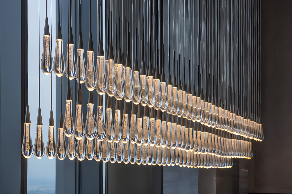 Soltaire Cascading Glass Linear Chandelier
