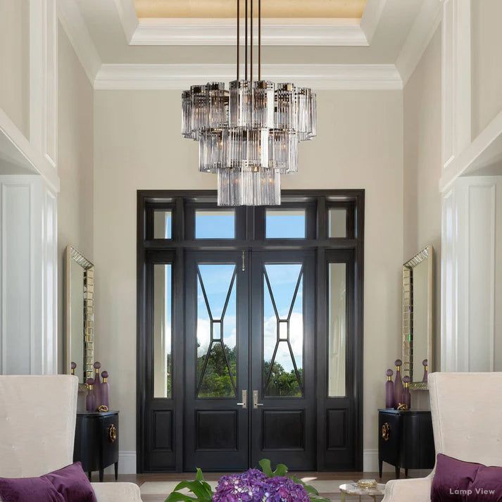 Delsie Grooved Glass Round Chandelier