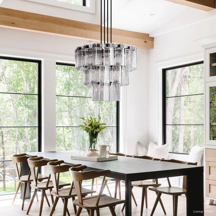 Delsie Grooved Glass Round Chandelier