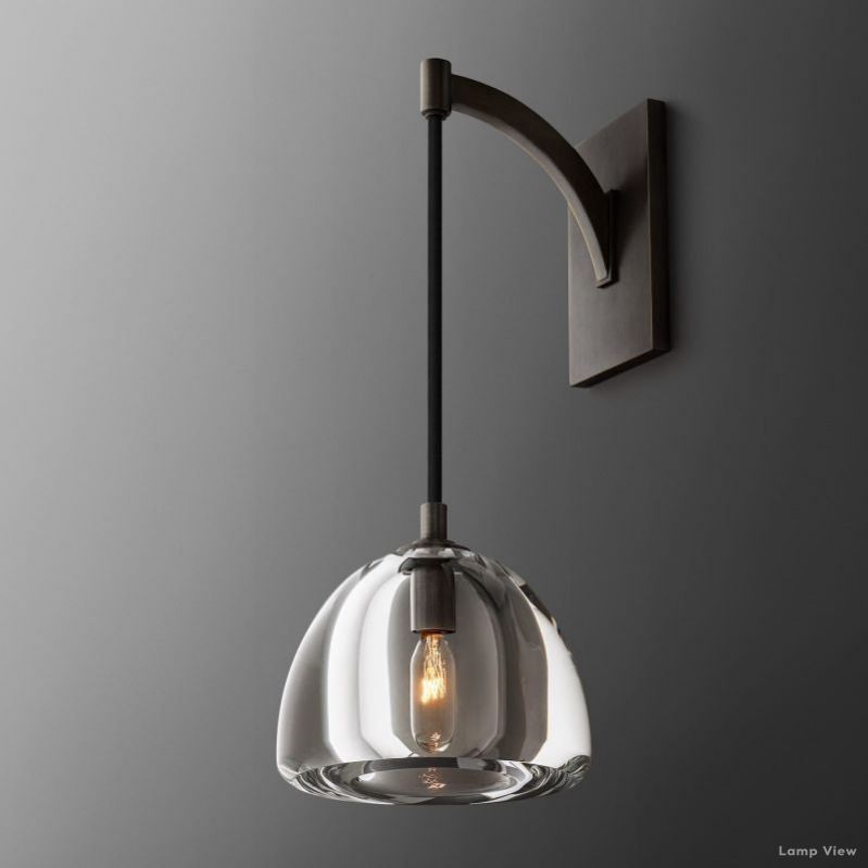 Hemisphere Domed Crystal Wall Sconce