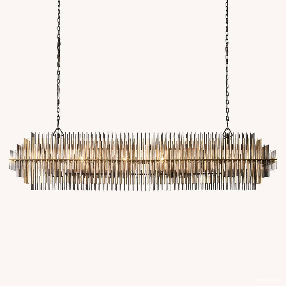 Emile Staggered Form Rectangular Chandelier 54"