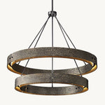 Vouvray Distressed Brass Two-Tier Round Chandelier 60"