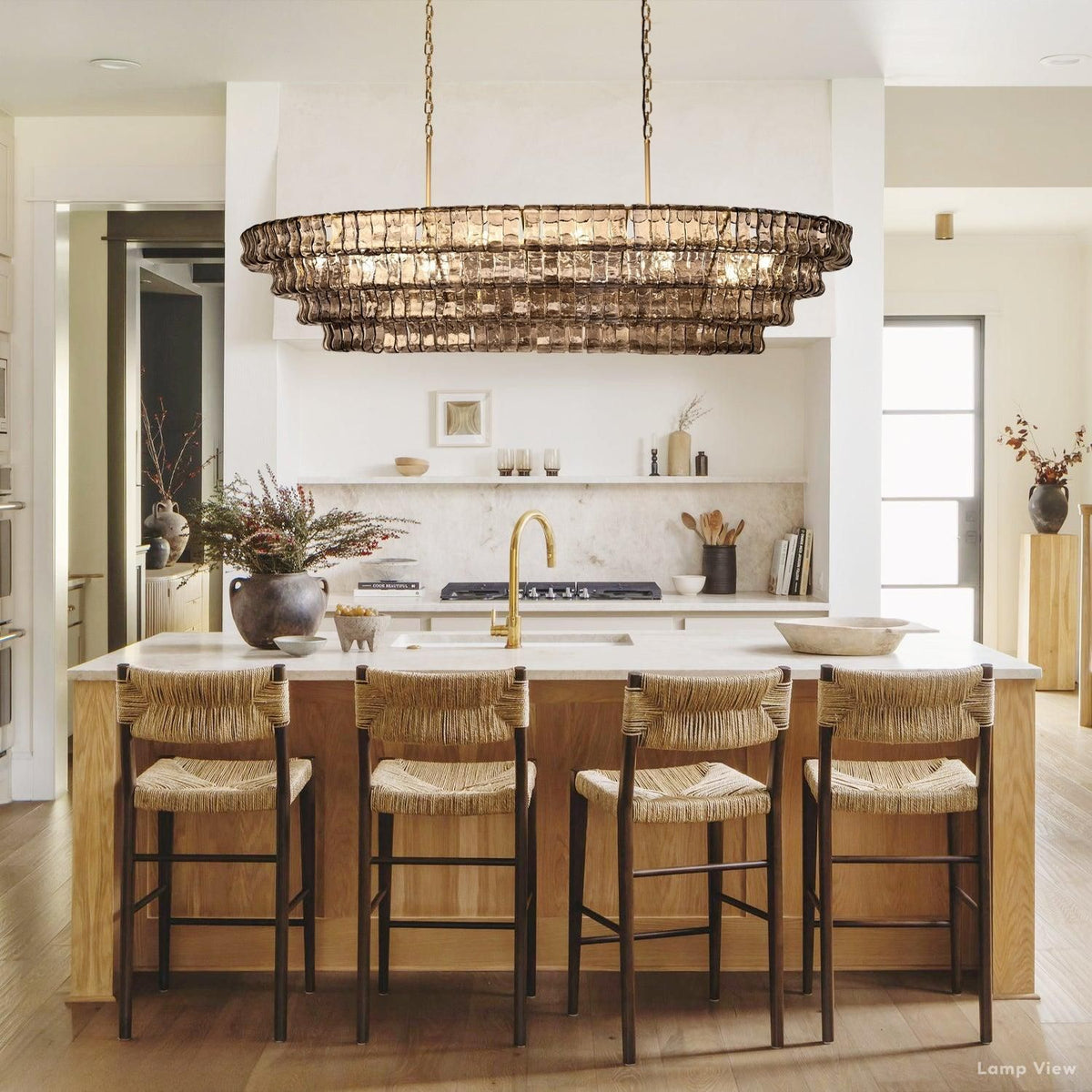 Ghiaccio Hooked Glass Oval Chandelier