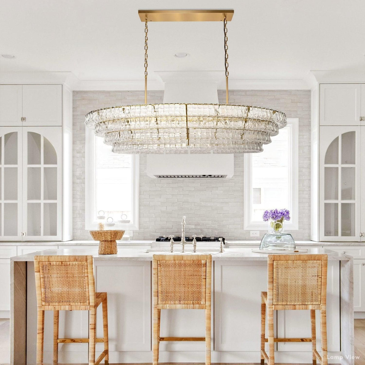 Ghiaccio Artisanal Glass Oval Chandelier