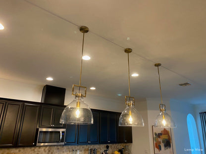 Machinist Glass Cloche Pendant Light