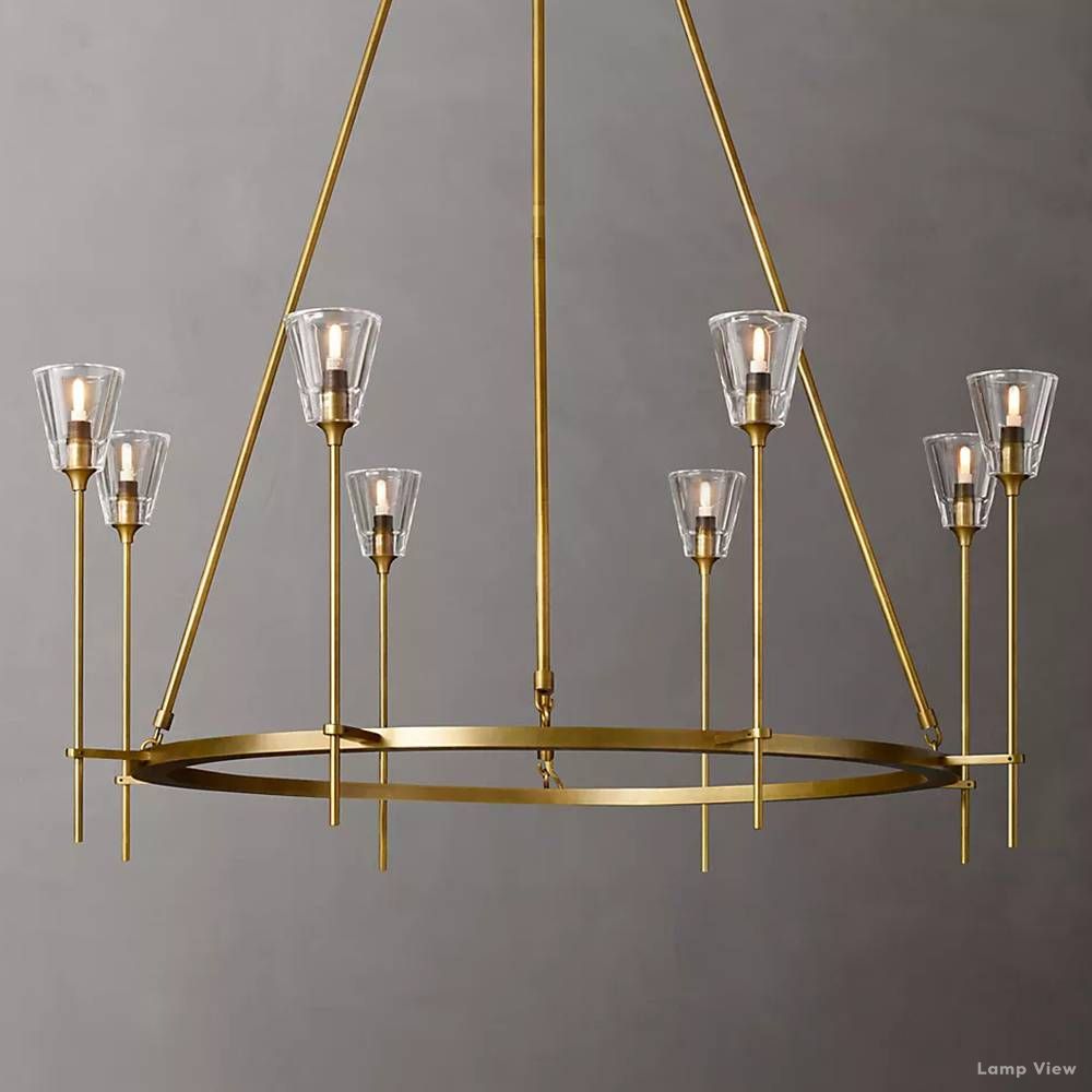 Torche Adorned Glass Round Chandelier 46"