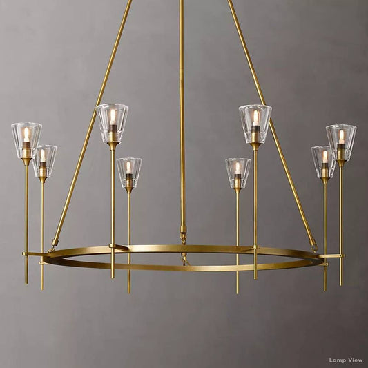 Torche Adorned Glass Round Chandelier 46"