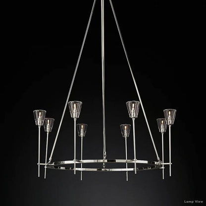 Torche Adorned Glass Round Chandelier 46"