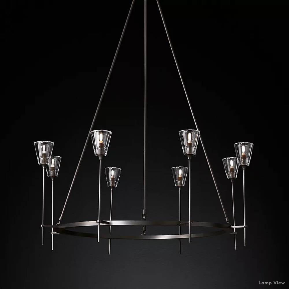 Torche Adorned Glass Round Chandelier 46"