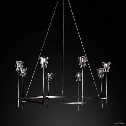 Torche Adorned Glass Round Chandelier 46"
