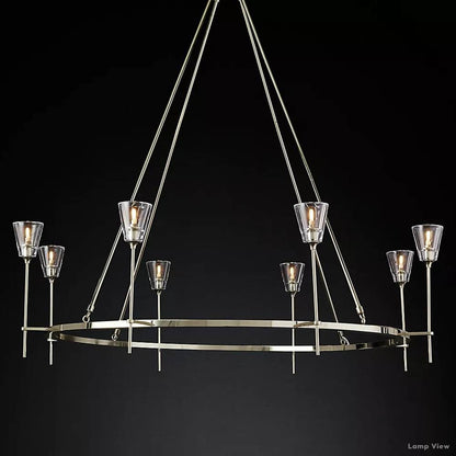 Torche Adorned Glass Round Chandelier 58"