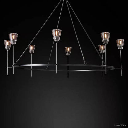 Torche Adorned Glass Round Chandelier 58"