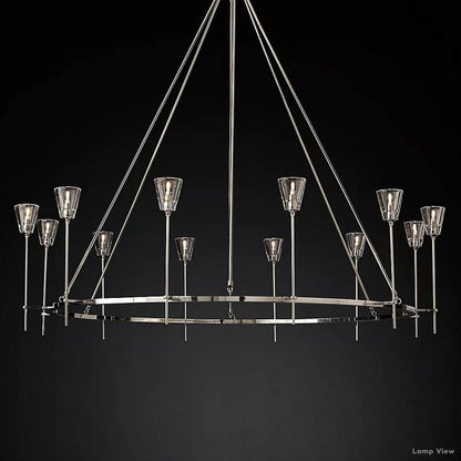 Torche Adorned Glass Round Chandelier 70"