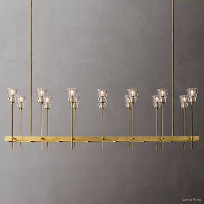 Torche Adorned Glass Rectangular Chandelier 67"