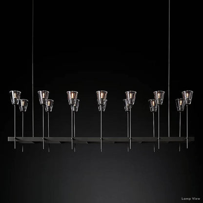 Torche Adorned Glass Rectangular Chandelier 67"