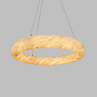 White Alabaster Adjustable Suspension Chandelier