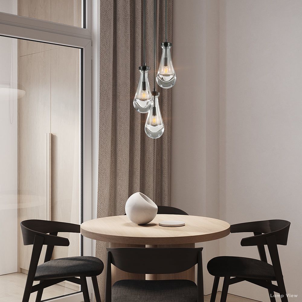 Rain Falling Glass Round Chandelier 8"