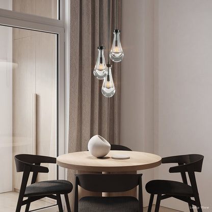 Rain Falling Glass Round Chandelier 8"