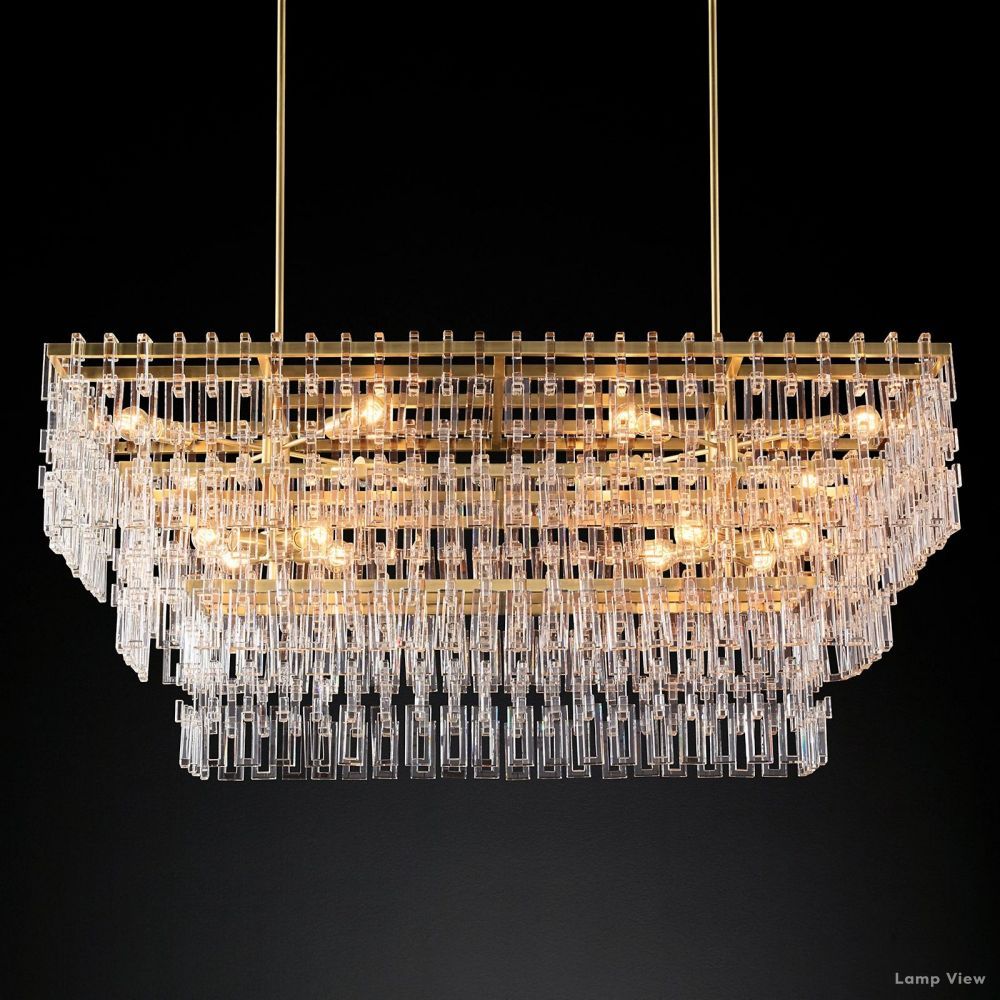 Marignan Chain Crystal Tiered Rectangle Chandelier 60"