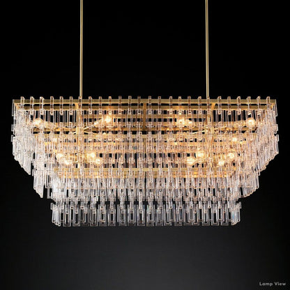 Marignan Chain Crystal Tiered Rectangle Chandelier 60"