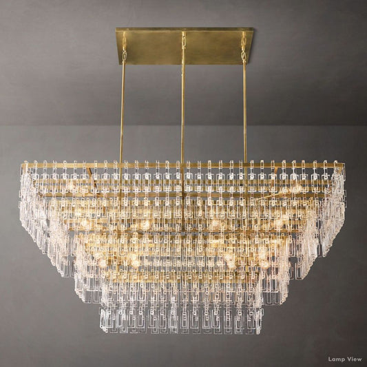 Marignan Chain Crystal Tiered Rectangle Chandelier 72"