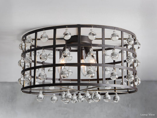 La Cage Framed Crystal Flush Mount