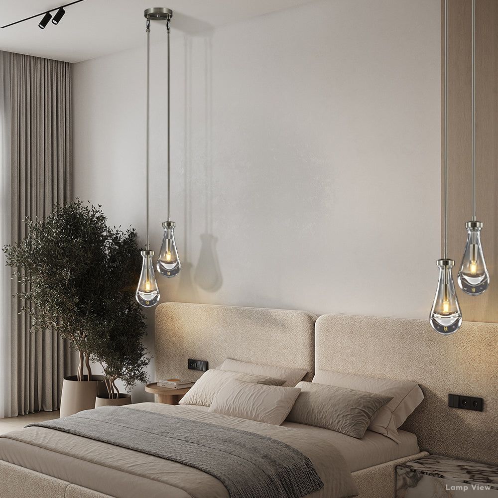 Rain Falling Glass Round Chandelier 5"